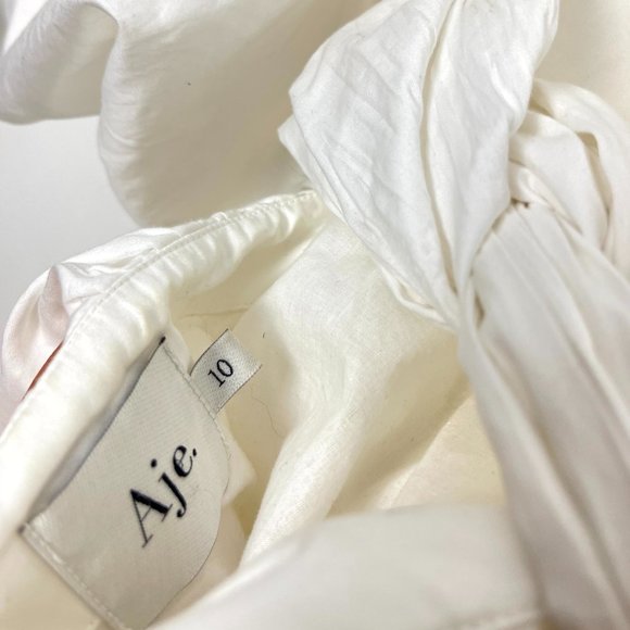 AJE Casabianca Puff Sleeve Cotton Minidress in Ivory 6 US / 10 AU - Picture 7 of 16